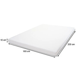 Mendler 10cm Surmatelas à mousse Memory HWC-E63, Couvre-matelas, housse ~ 180x200cm mousse visco