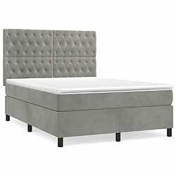 Maison Chic Lit Adulte - Lit simple Lit à sommier tapissier et matelas moelleux - Meuble de Chambre - Gris clair 140x200cm Velours -MN96910