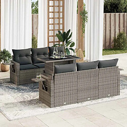 vidaXL Salon de jardin avec coussins 7 pcs gris résine tressée