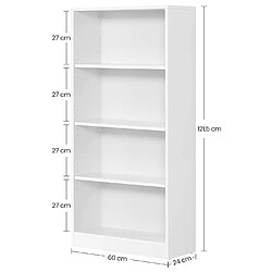 Avis Helloshop26 Bibliothèque DVD étagère à 4 niveaux meuble de rangement avec étagères réglables en hauteur pour salon chambre bureau 121,5 cm blanc 12_0001462