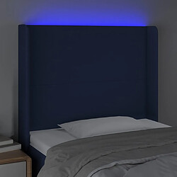 Avis vidaXL Tête de lit à LED Bleu 103x16x118/128 cm Tissu