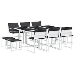 vidaXL Ensemble à manger de jardin avec coussins 11pcs blanc textilène