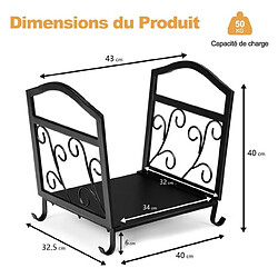 Helloshop26 Range bûche intérieur porte-bûches métal charge 60 kg pour rangement bois intérieur porte bûche cheminée 43 x 40 x 32 cm 20_0005098