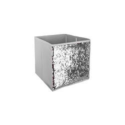 Pegane Lot de 12 Bacs de rangement en sequin Argent rose - 24 x 23 x 24 cm