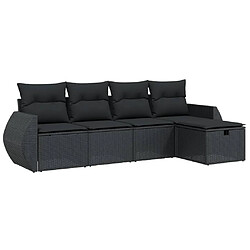 Maison Chic Ensemble de 5 Tables et chaises d'extérieur avec coussins,Salon de jardin noir résine tressée -GKD445187