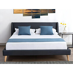 Vente-Unique Lit scandinave 160 x 200 cm - Tissu - Anthracite + Matelas - BENEDICTE