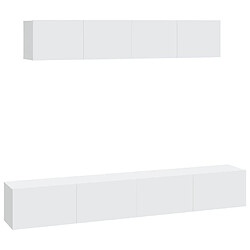 vidaXL Ensemble de meubles TV 4 pcs Blanc Bois d'ingénierie