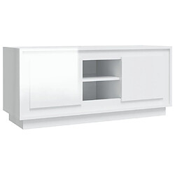 Maison Chic Meuble TV scandinave - Banc TV pour salon blanc brillant 102x35x45 cm bois d'ingénierie -MN64924