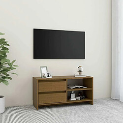 Maison Chic Meuble TV scandinave - Banc TV pour salon Marron miel 80x31x39 cm Bois de pin massif -MN22433