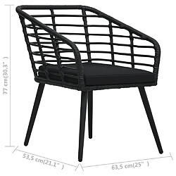 vidaXL Chaises de jardin lot de 2 avec coussins Résine tressée Noir pas cher