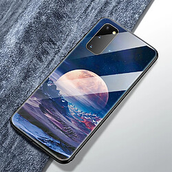 Coque en TPU verre d'impression de modèle lune de montagne pour votre Samsung Galaxy S20