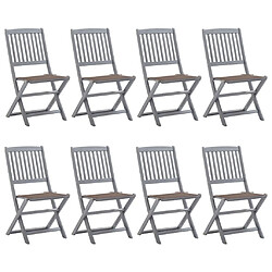 vidaXL Chaises pliables d'extérieur lot de 8 et coussins Bois d'acacia