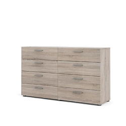 TYHJA Commode 8 tiroirs - Chene Truffe - L 140 x P 40 x H 82 cm 