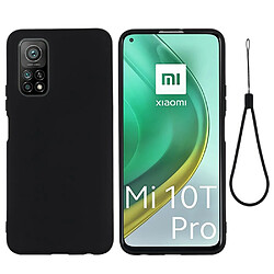 Coque en silicone liquide super mince noir pour votre Xiaomi Mi 10T 5G/Mi 10T Pro 5G