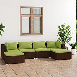 Maison Chic Salon de jardin 6 pcs + coussins - Mobilier/Meubles de jardin - Table et chaises d'extérieur Résine tressée Marron -MN42607