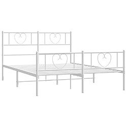 Maison Chic Lit adulte - Lit simple Cadre de lit métal avec tête de lit/pied de lit,Structure du lit Contemporain pour chambre blanc 140x200cm -MN76545 pas cher