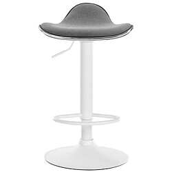 Decoshop26 Tabouret de bar x1 assise ergonomique en tissu gris clair pied en trompette en métal blanc 10_0005397