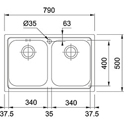 Franke Logica Line LLL 620 Evier encastré Rectangulaire Acier inoxydable