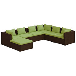 Maison Chic Salon de jardin 7 pcs + coussins - Mobilier/Meubles de jardin - Table et chaises d'extérieur Résine tressée Marron -MN58750