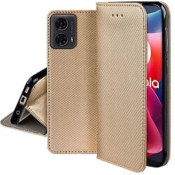 Htdmobiles Housse etui portefeuille avec coque interieure en silicone pour Motorola Moto G04 / G04s / G24 / G24 Power / E14 + film ecran - OR MAGNET