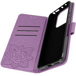 Avizar Étui Papillon Mandala pour Redmi Note 13 Pro Portefeuille Dragonne Violet Clair