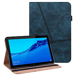 Etui en PU ligne de couture avec support et porte-cartes bleu pour votre Huawei MediaPad T5 10.1