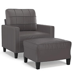 vidaXL Fauteuil avec repose-pied Gris 60 cm Similicuir