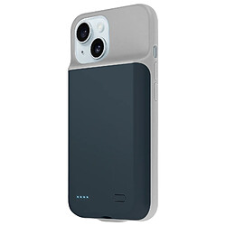 Avizar Coque pour iPhone 15 Protection 2en1 Batterie 6800mAh Connecteur USB C Bleu Nuit