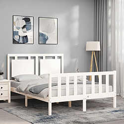 Avis Maison Chic Lit adulte - Cadre Structure de lit avec tête de lit Contemporain blanc double bois massif -MN69364