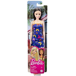 Mattel Lalka Barbie Szykowna Brunetka w niebieskiej sukience w motylki