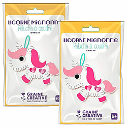 Graines Creatives 2 kits peluches à coudre - Licorne Mignonne