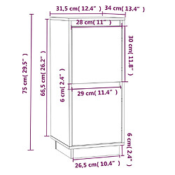 vidaXL Buffets 2 pcs Noir 31,5x34x75 cm Bois massif de pin pas cher