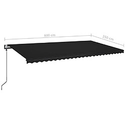 vidaXL Auvent automatique capteur de vent et LED 600x350 cm Anthracite pas cher