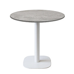 Restootab Table Ø70cm - modèle Round pied blanc béton naturel