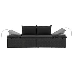 Acheter Maison Chic Chaise longue avec coussins, Transats, Bain de Soleil Résine tressée Noir