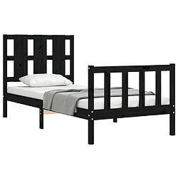 Acheter Maison Chic Lit adulte - Cadre de lit et tête de lit,Structure du lit Contemporain pour chambre noir 100x200 cm bois massif -MN92118