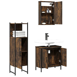 Acheter Maison Chic Armoire de Bain | Ensemble de 3 meubles salle de bain Chêne fumé -GKD22532