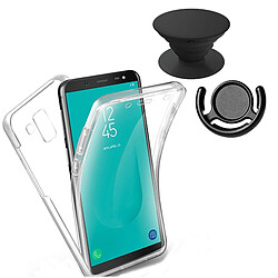 PHONECARE Kit Coque 3x1 360° Impact Protection + 1 PopSocket + 1 Support PopSocket Noir - Impact Protection - Samsung A6 2018