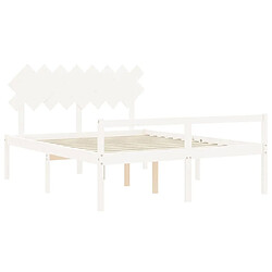 Maison Chic Lit adulte - Cadre Structure de lit avec tête de lit Contemporain blanc 160x200 cm bois massif -MN66157 pas cher