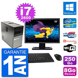 PC Tour Dell 7010 Ecran 19" Intel i7-2600 RAM 8Go Disque 250Go Windows 10 Wifi - Occasion