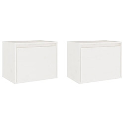 Maison Chic Lot de 2 Armoires murales,Meuble de Rangement,Armoire Suspendue Blanc 45x30x35 cm Bois de pin massif -MN96639