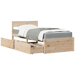 Vidaxl Lit avec tiroirs et matelas 90x190 cm bois massif de pin