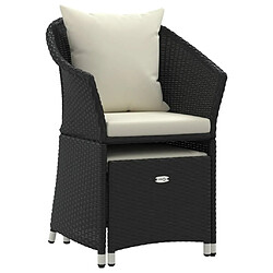 Avis vidaXL Salon de jardin 2 pcs avec coussins Noir Résine tressée