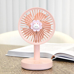 (Rose) Ventilateur de Bureau Rechargeable Usb Portatif de Dessin Animé Mignon de Différentes Couleurs