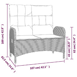 vidaXL Ensemble à manger jardin et coussins 2 pcs gris rotin pas cher