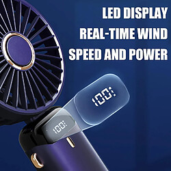 Ventilateur Rechargeable USB Portable (blanc), 5 Vitesses, Mini Ventilateur Alimenté par Batterie Ventilateur de Bureau Pliable avec Affichage à LED pour les Voyages en Plein Air dans la Chambre à Coucher du Bureau à Domicile pas cher