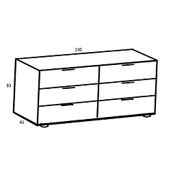 Inside 75 Commode GIRBO 6 tiroirs coloris graphite rechampis imitation chêne artisan