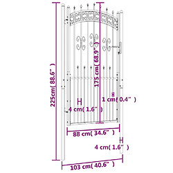 vidaXL Portail et sommet de lance Noir 103x225 cm Acier enduit poudre pas cher