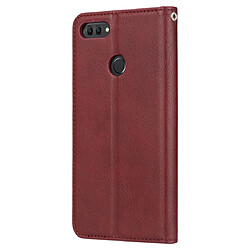 Wewoo Housse Coque Étui en cuir à rabat horizontal pour peau de pétrissage Huawei Y9 2018 / Enjoy 8 Plusavec cadre photo et support et fentes cartes et portefeuille rouge vin