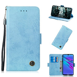 Wewoo Housse Coque Pour Huawei Y6 2019 Retro Horizontal Flip PU en cuir avec fentes cartes et support bleu